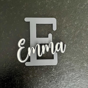 Placa de nombre como regalo de bautizo - Placa de puerta personalizada con letra y nombre - Regalo de bautizo para niñas y niños - Decoración de habitación infantil