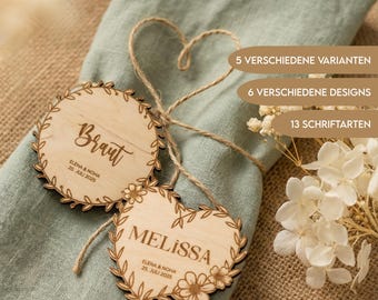 Personalized wooden wedding place cards | Engraved wooden table cards | Wedding favors, baptisms, communions, confirmations, table decorations