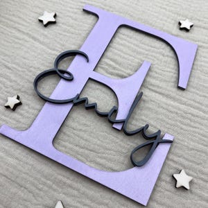 Placa de madera para puerta de habitación infantil con nombre para nacimiento - personalizada con letra y nombre - decoración infantil - regalo nacimiento bebé - hecha a mano