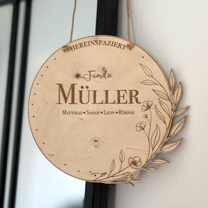 Personalized door sign family sign name sign front door gift for grandchildren - welcome sign doorbell sign family sign door wreath