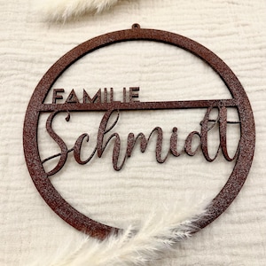 Personalized door sign Personalized door wreath family rust look, entrance door, front door, moving in, wedding, wall decoration, house building topping out ceremony