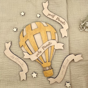 Panneau bébé personnalisable en bois avec prénom, police, naissance, baptême, grossesse, ballon