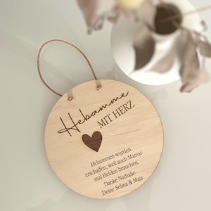 Wooden sign thank you midwife gift with heart personalized thank you gift for midwife, doula or nurse engraving with name & dedication