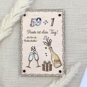 Personalized money gift birthday made of birch wood wedding, anniversaries, communion, confirmation, baptism