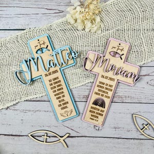 BAPTISM CROSS Personalized wooden baptism gift personalized | Gifts for baptism | Baptism decoration & religious gift wooden cross