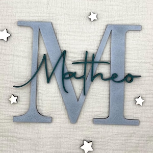 Placa de madera para puerta con nombre – Nombre personalizado con letra – Decoración de pared para habitación infantil – Placa de madera de abedul – Letras decorativas