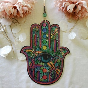 AWAKENING Hamsa-Hand of God-Good Luck Hamsa-Evil Eye-Good Fortune-Khamsa-Jeweled Chakra-Dragonfly Wall Art-Hamsa Wall Art-Hand of Fatima