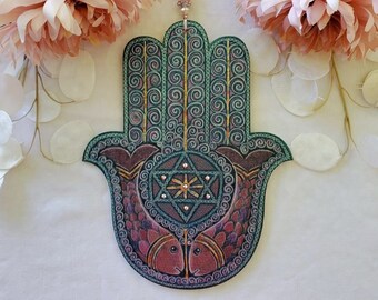 NEVER GIVE UP Hamsa, Hand of God, Blessing, Symbol of Love, Good Fortune, Harmony, Good Luck, Gift, Protection
