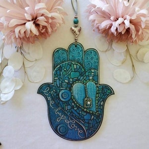 Live By Love Hamsa Hand, Swarovski Crystals, Wall Hanging