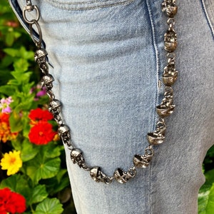 Totenkopf Gürtel Kette - Skelett Taillenkette - Gothic Jeans Kette - Streetwear - Gothic - Edelstahl Kette - Y2K - Grunge - Unisex