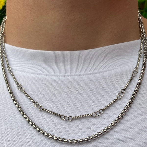 Double Stainless Steel Chain Necklace: Y2K Streetwear Layering Chain