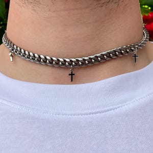 Cross Cuban Choker: Stainless Steel Gothic Necklace