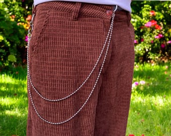 Double Stainless Steel Jean Chain Belt: Y2K Gothic Streetwear