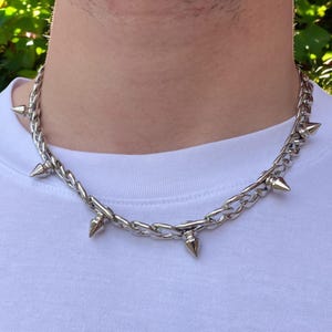 Spiked Necklace - Chain - Spiked Cuban - Streetwear - Gothic - Stainless Steel Chain - Y2K - Grunge - Unisex Necklace