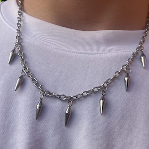 Collar con pinchos - Cadena con remaches con pinchos - Ropa de calle - Gótico - Cadena de acero inoxidable - Y2K - Grunge - Unisex - Collar único