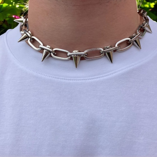 Spiked Chain Necklace: Chunky Gothic Chain, Adjustable Length - Etsy
