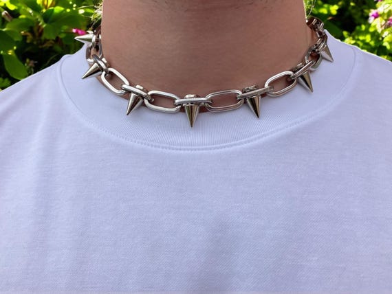 Spiked Chain Necklace: Chunky Gothic Chain, Adjustable Length - Etsy