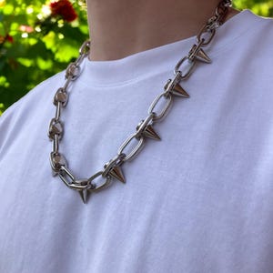 Cadena con pinchos - Collar con pinchos - Cadena con pinchos para vaqueros - Cadena para billetera - Ropa de calle - Gótica - Cadena de acero inoxidable - Y2K - Grunge - Unisex