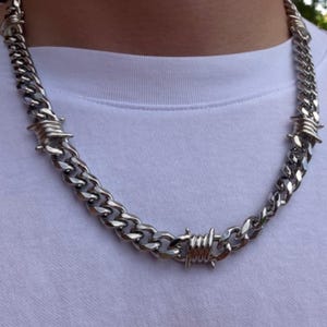 Cuban Link Barb Wire Chain - Stainless Steel Thick Thorn Chain - Cuban Necklace - Streetwear - Y2K - Grunge - Alternative Chain