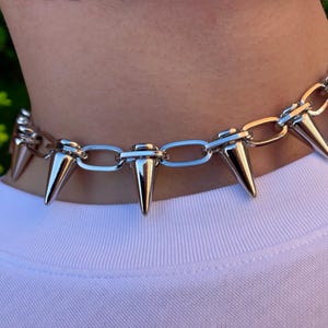 Spiked Choker - Spiked Necklace - Streetwear - Gothic - Stainless Steel Lightweight Chain - Y2K - Grunge - Unisex Choker Necklace