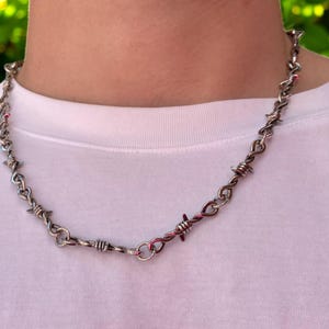 Barbed Wire Chain Streetwear Necklace - Skinny Thorn Chain - Unique Chain - Gothic - Stainless Steel Chain - Y2K - Grunge - Unisex