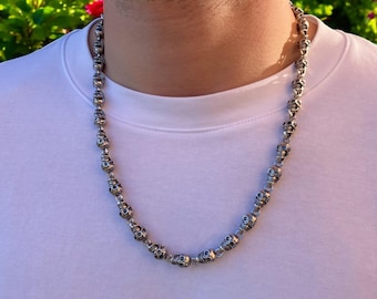 Handcrafted Sterling Silver Skull Chain: Gothic Y2K Necklace