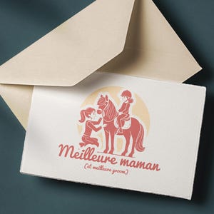 Carte "Meilleure maman (et meilleure groom)" – Fichier digital à imprimer – Cadeau fête des mères équestre, cadeau équestre, maman cavalière