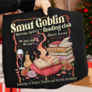 Smut Goblin Reading Club PNG, Spicy Romance Bookish Design, Dark Romance Reader PNG, Romantasy Sublimation Download