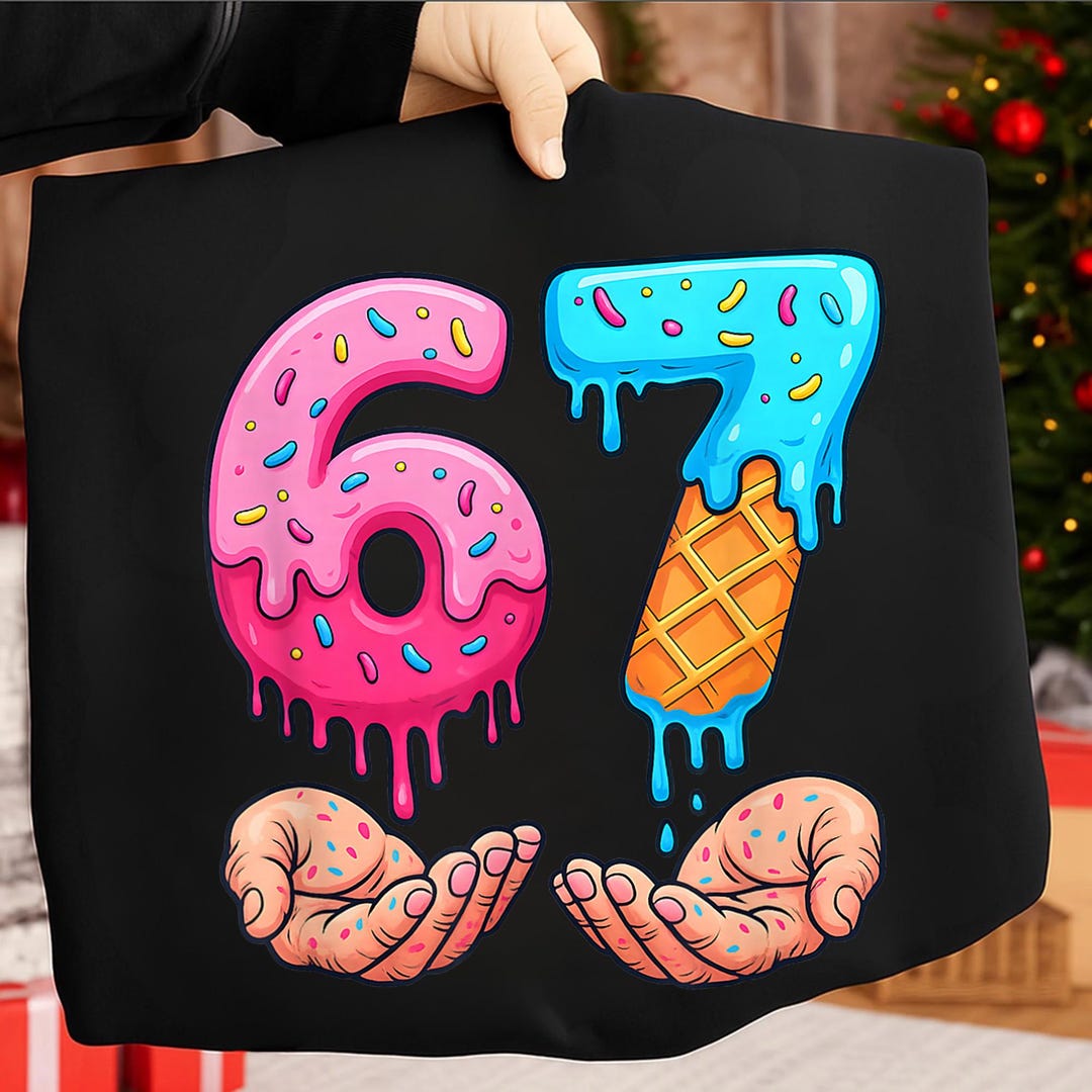 67 Ice Cream Drip PNG, Funny 6 7 Meme Clipart, Cute Melting Sprinkles ...
