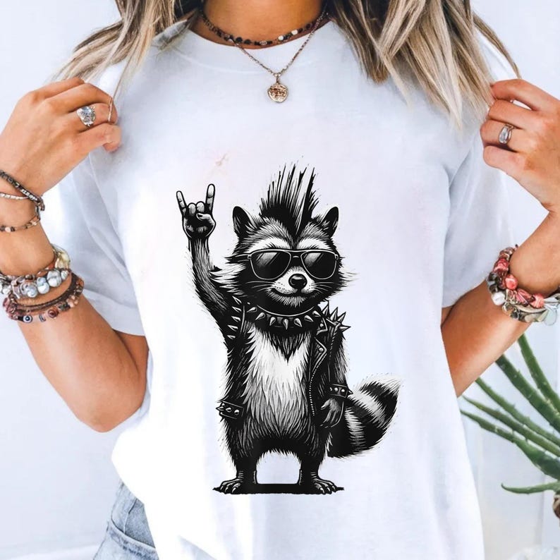 Rockstar Raccoon SVG PNG, Punk Rock Animal Clipart, Cool Raccoon Vector ...