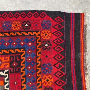 8x11 Vintage Geometric Afghan Kilim Rug – Handwoven Wool Tribal Flat-weave Carpet, Oversized Home Decor image 8