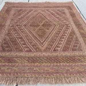 Vintage Afghan Kilim Rug – Hand-Knotted Wool, Geometric Diamond Pattern