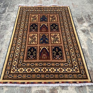 3x5 Afghan Beige Rug, Hoja Roshna Rugs, Handmade oriental rug, Bohemian rug, Luxury handcrafted décor, Living Room Rug, Unique gift for home