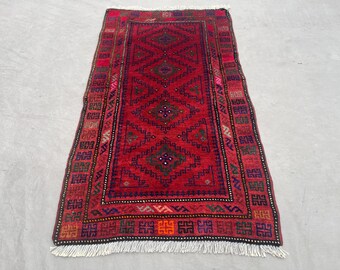 Tappeto afgano annodato a mano, 60 x 90 cm, antico tappeto tribale in lana, decorazione tradizionale per la casa e il soggiorno, da appendere alla parete.