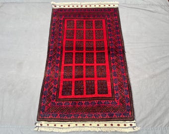 Autentico tappeto afghano vintage, tappeto tribale in lana con decorazioni, zerbino fatto a mano, decorazione per piccoli spazi, tappeto per animali domestici,