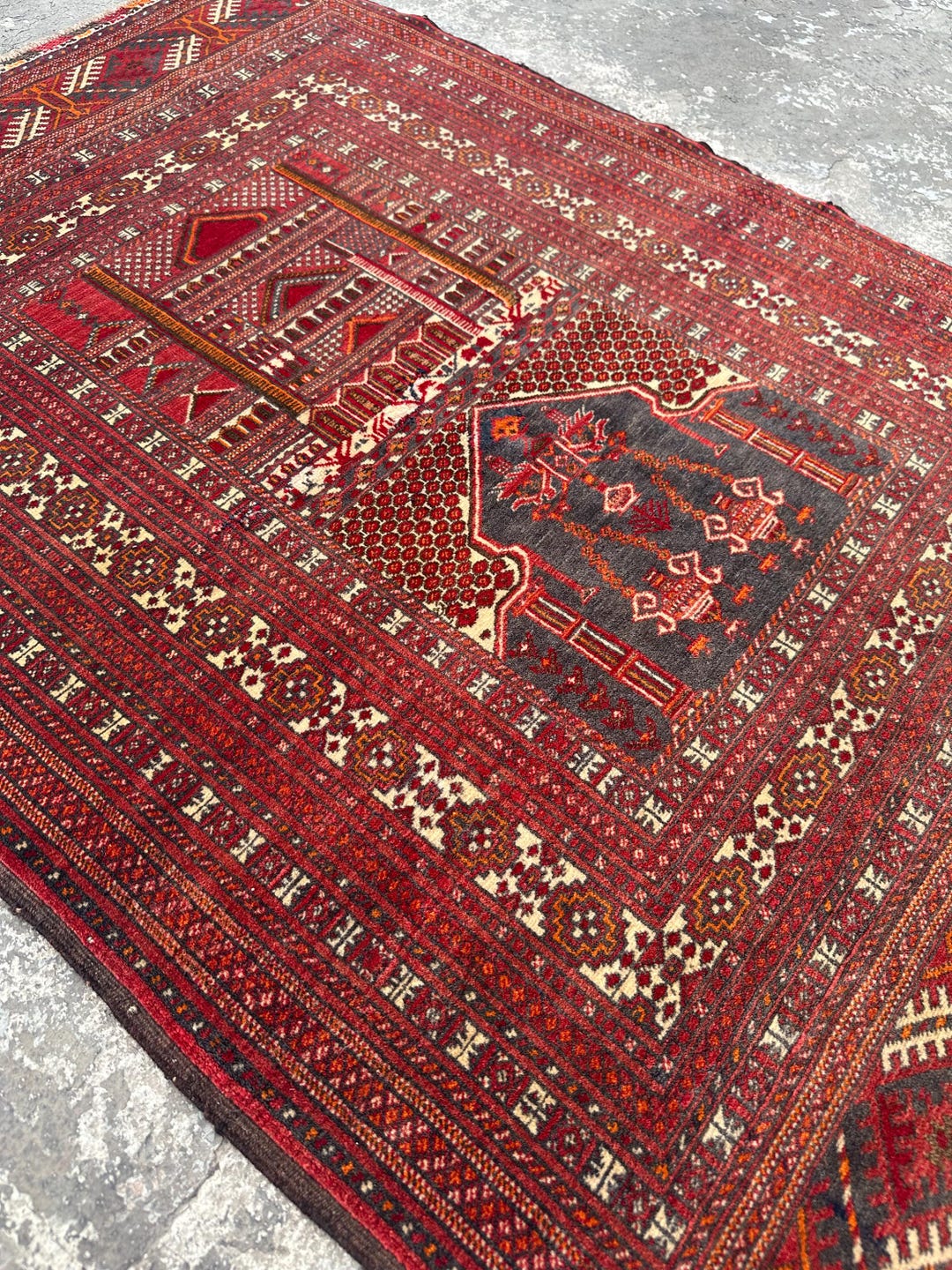 2'11x4'3 Ft. Vintage Turkmen Wool Prayer Rug – Afghan Tribal Handmade ...