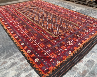 Handmade Large Afghan Kilim Rug | 16.6ft X 10ft, Wool Traditional
