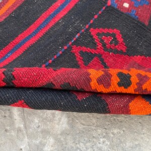 8x11 Vintage Geometric Afghan Kilim Rug – Handwoven Wool Tribal Flat-weave Carpet, Oversized Home Decor image 10