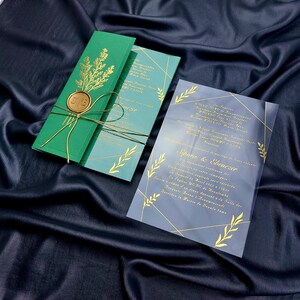 Green and Gold Wedding Invitation Card, Special Design Invitation Card, Luxury Invitation Card, Personalised Invitation Card, Elegant Invite