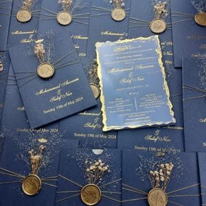 Rustic Wedding Invitation, Sealed Invitation, Dried Flower Invite, Personalized Invitation, Special Invitation Card, Luxury Invitation Card