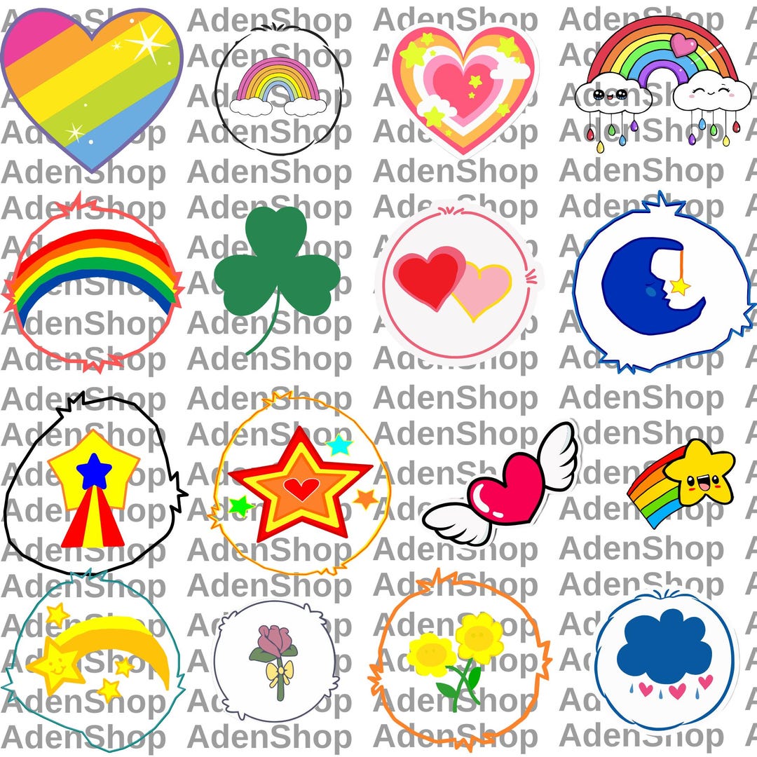 Care Bears Belly Badges SVG PNG Bundle Care Bear Belly Badges T Shirt ...