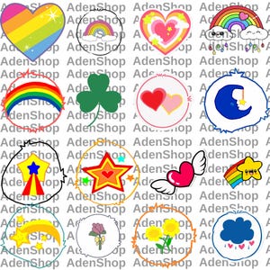 Care Bears Belly Badges SVG PNG bundle Care Bear Belly Badges T shirt Designs Cut files for Cricut sublimation 2025