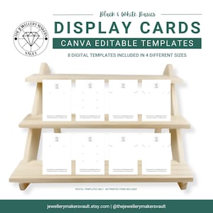 Jewellery Display Card, Editable Canva Template, Black & White Basics, Product Backing Card, Jewellery Packaging, Custom Printable - BW01