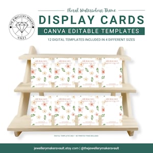Jewellery Display Card, Editable Canva Template, Floral Theme, Product Backing Card, Jewellery Packaging, Custom Printable - FW01