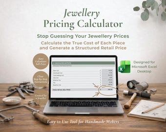 Calculadora de precios de joyería artesanal / Hoja de cálculo de costos en Excel