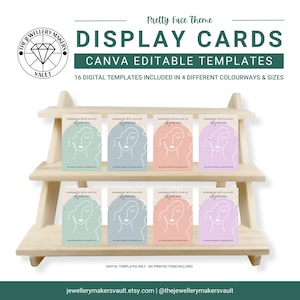 Jewellery Display Card, Editable Canva Template, Pretty Face Theme, Product Backing Card, Jewellery Packaging, Custom Printable - PF01