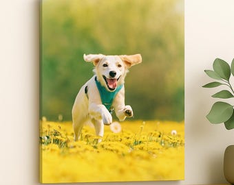 Impresión fotográfica personalizada en lienzo: retrato personalizado de mascota, familia o boda.