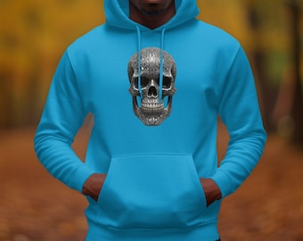 Headphone Skull Hoodie for Music Lovers, Mysterious Skull Design, Unique Gift Idea, Cool Hoodie, Skull Art Clothing, Music Enthusiast