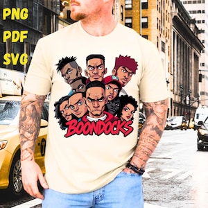 Boondocks Cartoon Characters PNG SVG PDF | 4000x4000 High-Quality Digital Download | Urban Streetwear Clipart | Transparent Background