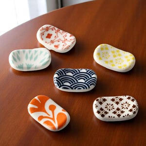 Japanese Ceramic Chopstick Rests I Hand Painted Sushi Tableware I Assorted Patterns for Ramen I Bento, or Zen Kitchen Gift Set Decor